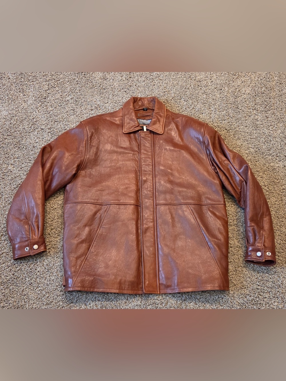 Men’s Large Excelled  Brown Leather Bomber Jacket